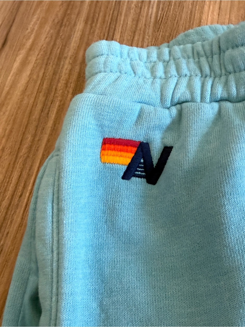 Aviator Nation 5 Stripe Wide Leg Pocket Sweatpants - Aqua / White Neon - Picture 9 of 15